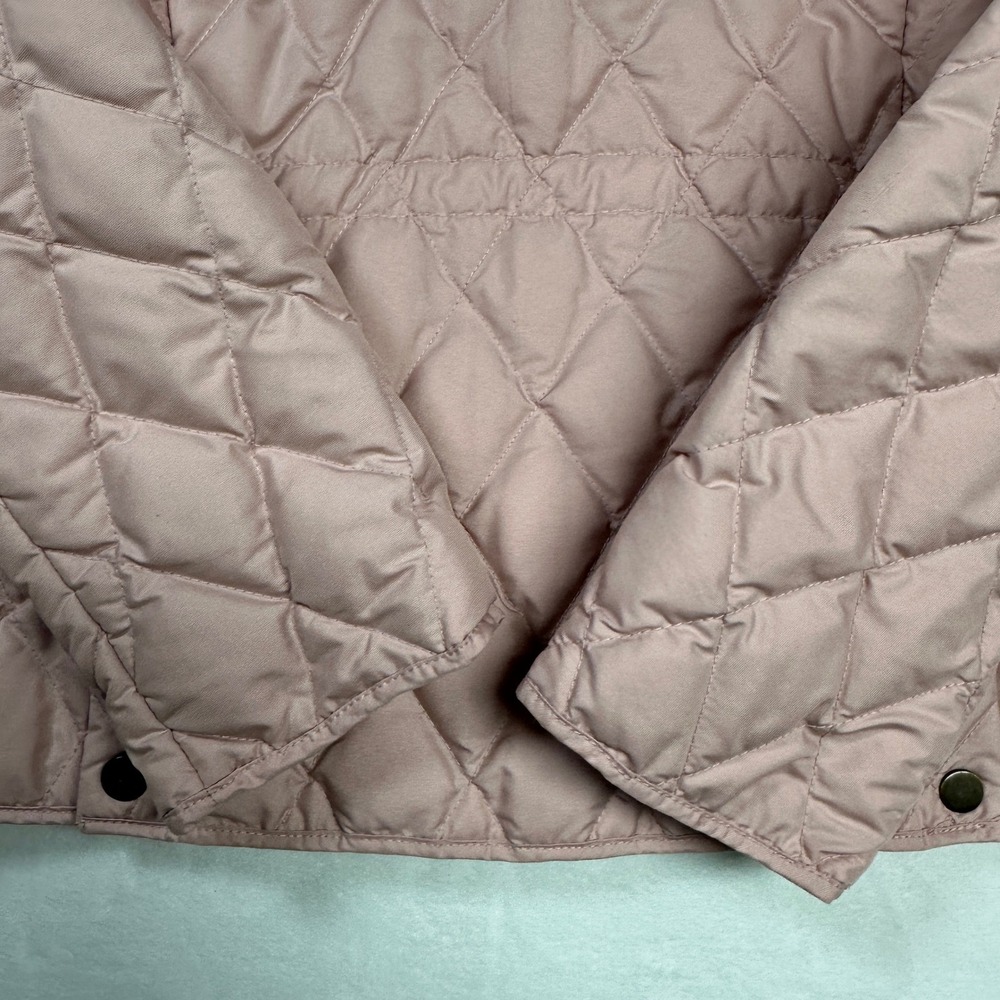 Eddie Bauer Premium Quilted Goose Down Puffer Jacket Pink Snap Flap Pockets Sz L - Picture 14 of 14